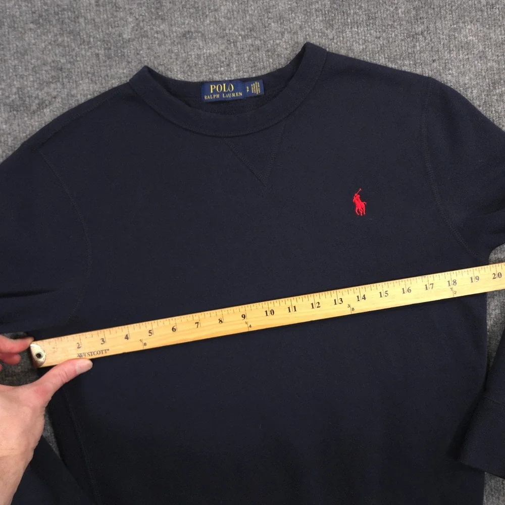 Polo Ralph Lauren Sweatshirt Mens Small Navy Red Pony Fleece Crewneck Pullover